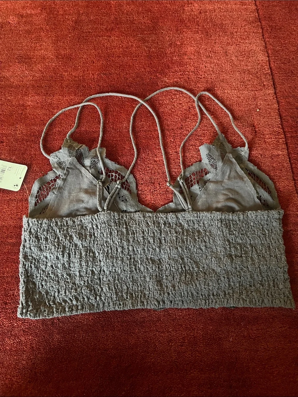 Free People Adella Bralette in Charcoal Dark Gray Lace - Picture 6 of 7